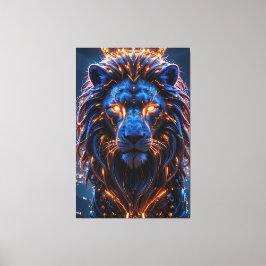 Das Herz eines King Poster - leuchtende Cyber Lion Leinwanddruck