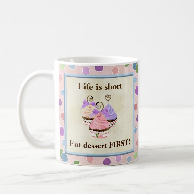 Das Herz-Kuchen-Trio-Leben ist - Mausunterlage Kaffeetasse (Links)