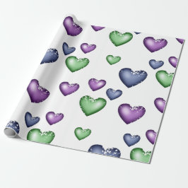 Das Herz Muster Blau Grün Lila für Valentine s d Geschenkpapier
