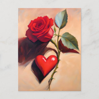 Das Herz und die Rose - Romantische Liebe - Kunst Postkarte
