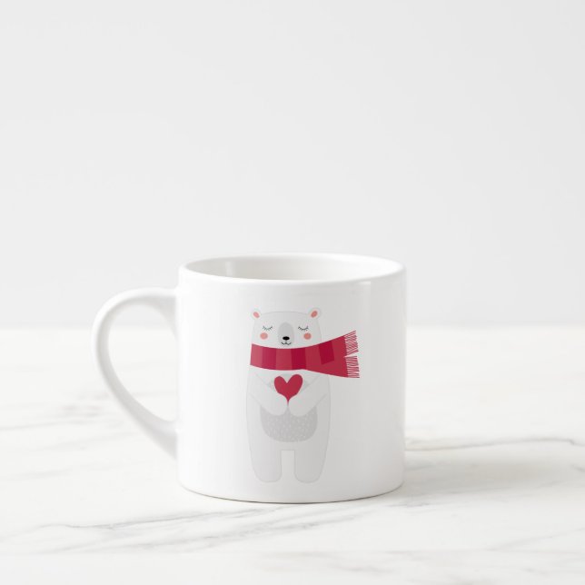 Das Herz-WeihnachtsTasse des polaren Bären Espressotasse (Links)