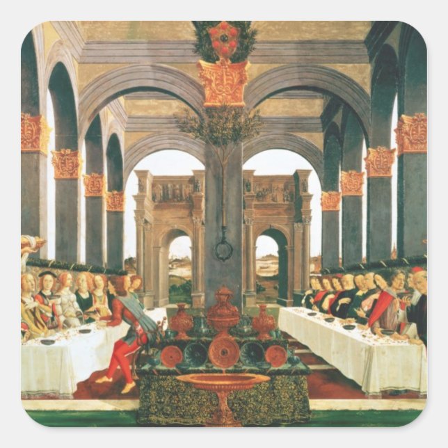 Das Hochzeitsfest Quadratischer Aufkleber (Vorderseite)