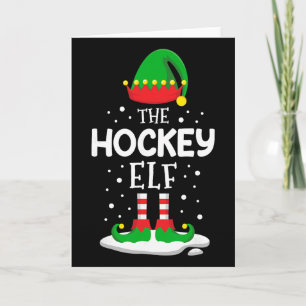 Das Hockey-Elfen-Weihnachts-Familien-Matching-Outf Karte