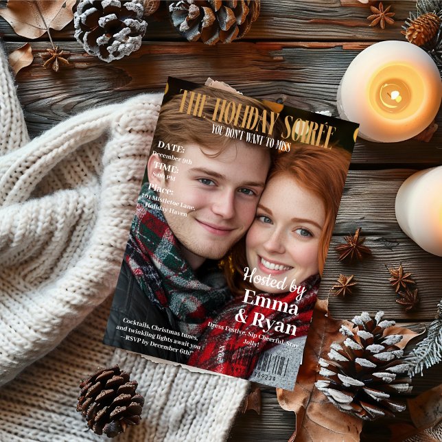 Das Holiday Soirée Magazine deckt das Foto ab Einladung (The Holiday Soirée Magazine Cover Photo Invitation)