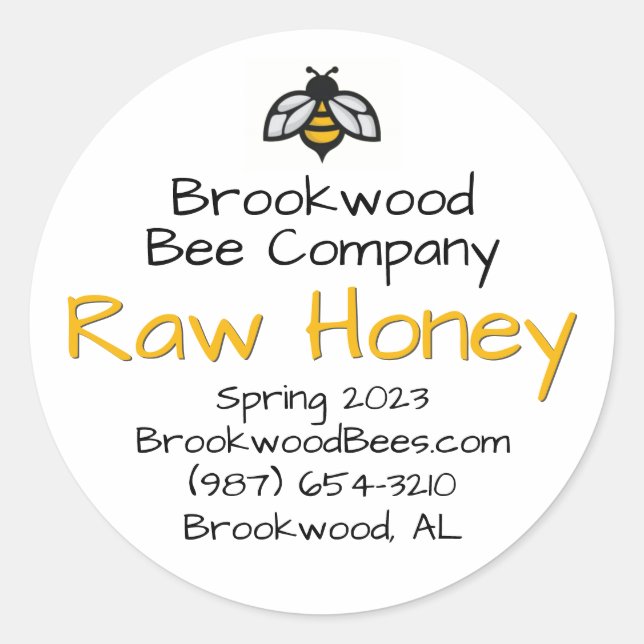 Das Honiglabel für den Bauernmarkt mit Biene Runder Aufkleber (Vorderseite)