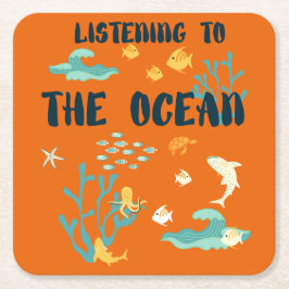 Das Hören auf den Ozean, den Tag der Erde, Meerest Rechteckiger Pappuntersetzer