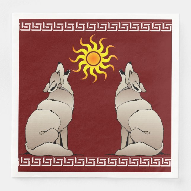 DAS HOWLING COYOTES BENEATEN EINE SÜDWESTLICHE SON SERVIETTE (Vorderseite)