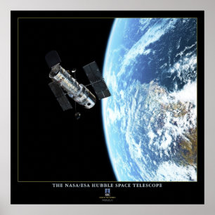 Das Hubble Weltraumteleskop in der Bahn Poster