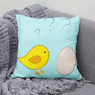 Das Huhn oder das Ei niedlich Osterfest Cartoon Kissen