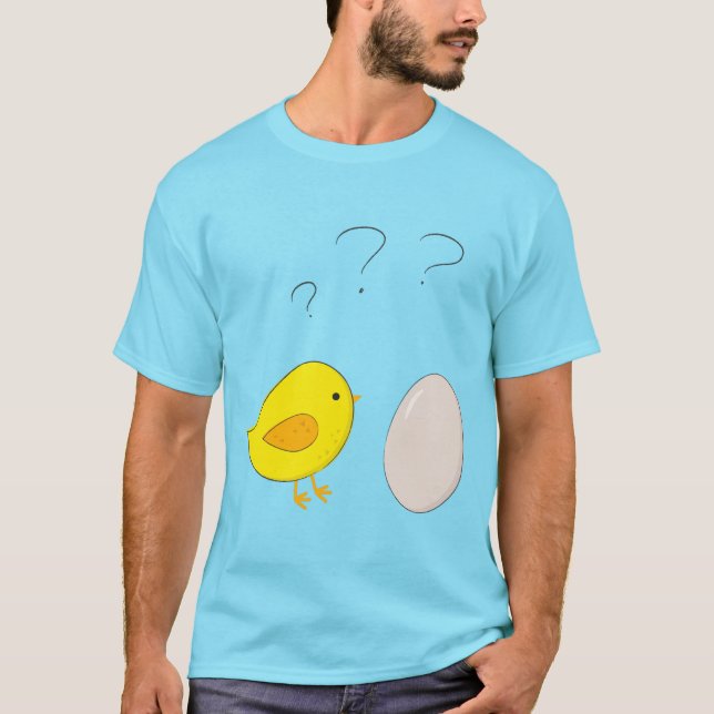 Das Huhn oder das Ei Niedlicher Cartoon Ostern T-Shirt (Vorderseite)