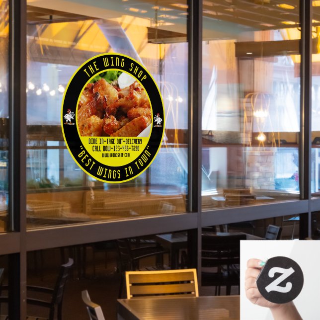 Das Huhn Wing Restaurant Große Front individuell g Fensteraufkleber (Restaurantfenster)