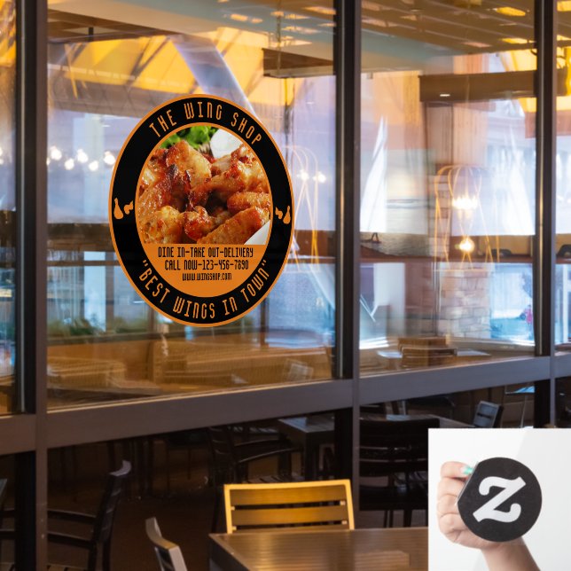 Das Huhn Wing Restaurant Große Front individuell g Fensteraufkleber (Restaurantfenster)