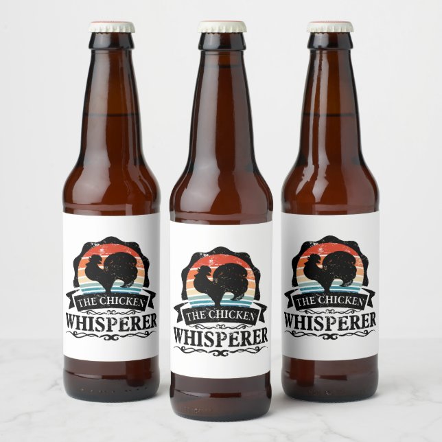Das Hühnerflüstern beim Funny Bierflaschenetikett (Flaschen)
