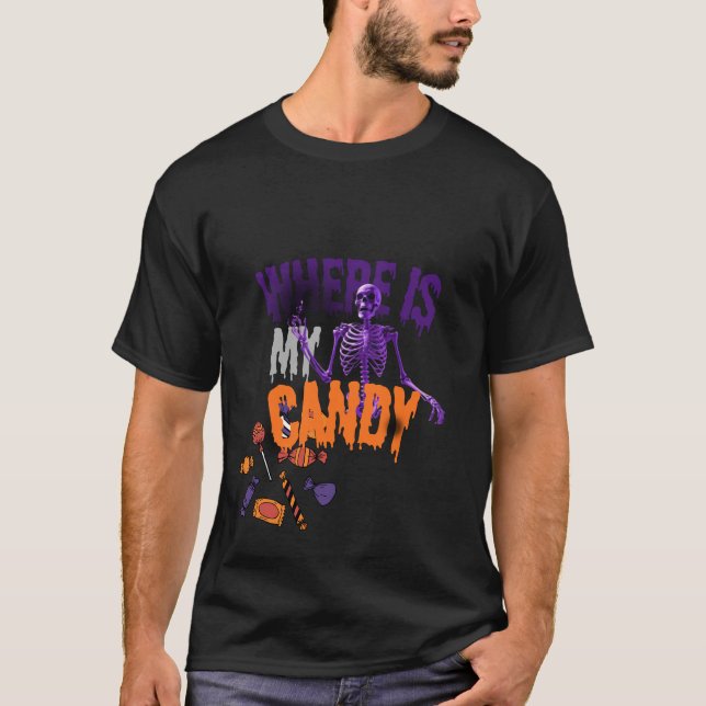 Das hungrige Skelett: Wo ist meine Süßigkeit ؟ 🍫 T-Shirt (Vorderseite)