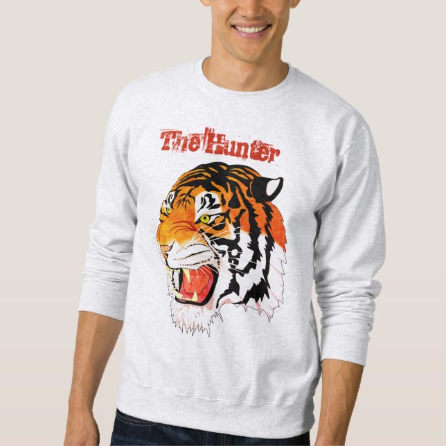 Das Hunter Tiger Design Men's Basic Sweatshirt (Vorderseite)