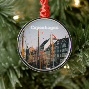 Das ikonische Nyhavn, Kopenhagen, Dänemark Ornament Aus Metall