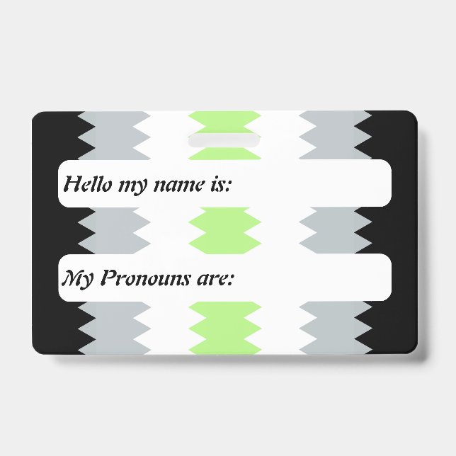 Das individuell anpassbare ZigZag Boho Agender Pri Ausweis (Vorderseite)