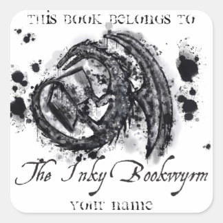 Das inky Bookwyrm-Buchzeichen Quadratischer Aufkleber