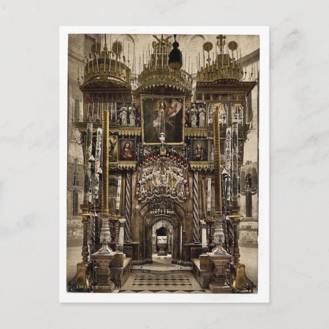 Das Innere des Heiligen Sepulchers, Jerusalem, Hol Postkarte (Vorderseite)
