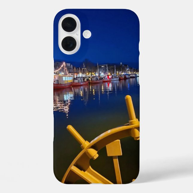 Das iPhone Case im lebhaften Hafen Night Boat Scen (Rückseite)