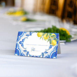 Das ist Amore Blaue Fliesen-Limonen-Italienische B Platzkarte