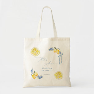 Das ist Amore Blue Bow Lemons italienische Hochzei Tragetasche