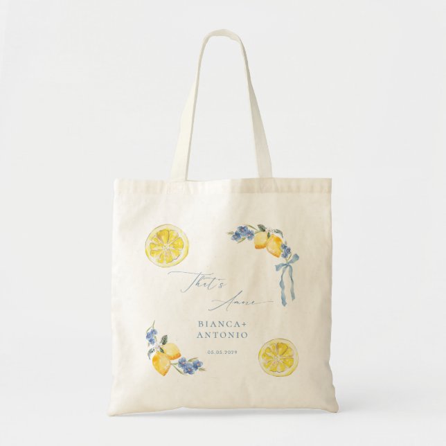 Das ist Amore Blue Bow Lemons italienische Hochzei Tragetasche (Vorne)