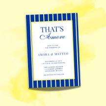 Das ist amore gestreifte blaue und gelbe Hochzeit