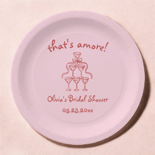 Das ist Amore Italienische handgezeichnete rosa Br Pappteller