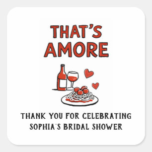 Das ist Amore Italienische Hochzeitsdusche Whimsic Quadratischer Aufkleber