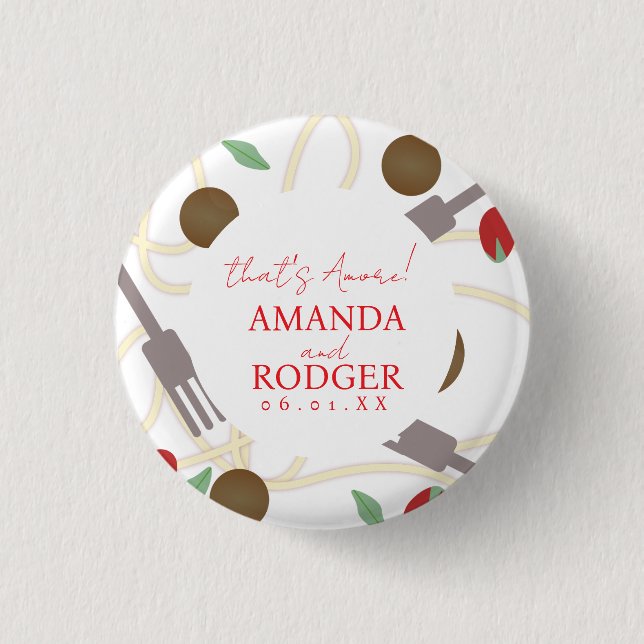 Das ist Amore Italienische Pasta Hochzeit Button (Vorderseite)