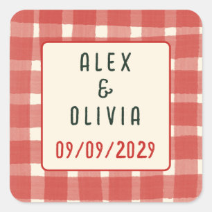 Das ist Amore Italienisches Karo CUSTOM Hochzeit Quadratischer Aufkleber
