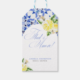 Das ist Amore Lemon Italian Blue Tile Brautparty Geschenkanhänger