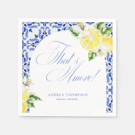 Das ist Amore Lemon Italian Blue Tile Brautparty Serviette