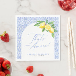 Das ist Amore Lemon Italian Blue Tile Brautparty Serviette