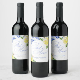Das ist Amore Lemon Italian Blue Tile Brautparty Weinetikett