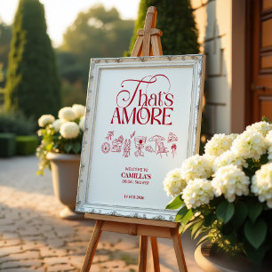 Das ist Amore Rot handgezeichnete Brautparty Poster