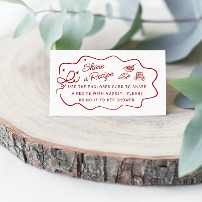 Das ist Amore, rote Doodle-Rezeptkarte teilen Begleitkarte (Von Creator hochgeladen)