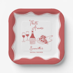 Das ist Amore Rote Italienische Pizza Wein Jungges Pappteller