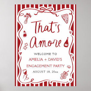 Das ist Amore Rote italienische Verlobungsfeier Wi Poster