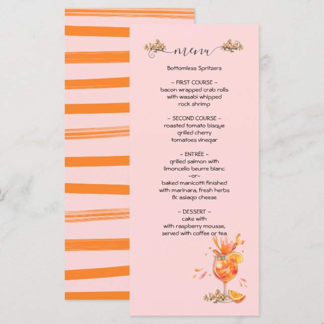 Das ist Amore Spritz Bridal Brunch Menükarte (Vorne/Hinten)