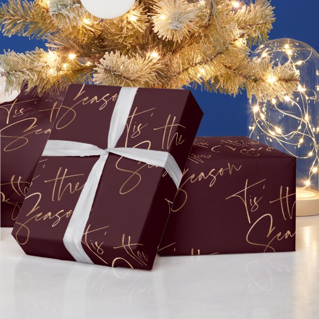 Das ist das Jahreszitat Black Red Minimal Weihnach Geschenkpapier (Feiertage)