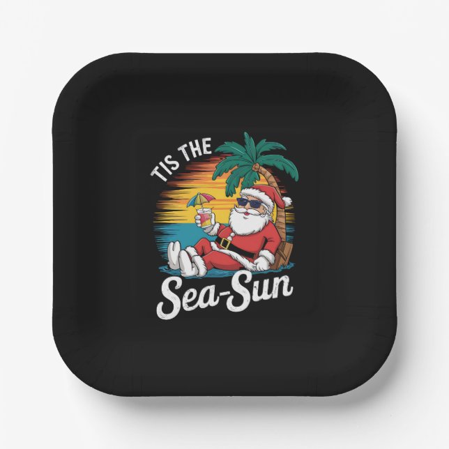 Das ist das Meer Sun Santa Beach Weihnachten im Ju Pappteller (Vorderseite)