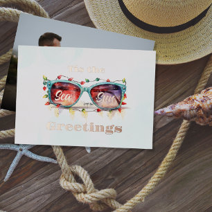 Das ist das Sea Sun Greetings Sunglasses Foto Folien Feiertagskarte