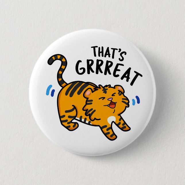 Das ist der große Funny Funny Tiger Growl Pun Button (Vorderseite)