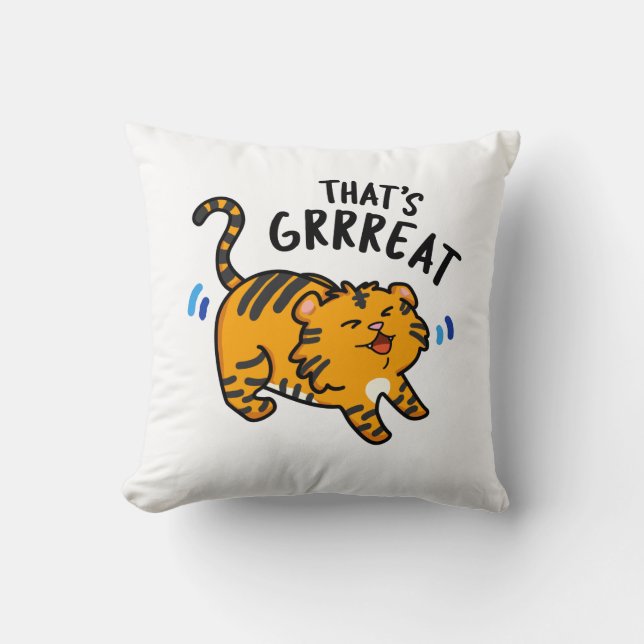 Das ist der große Funny Funny Tiger Growl Pun Kissen (Vorderseite)