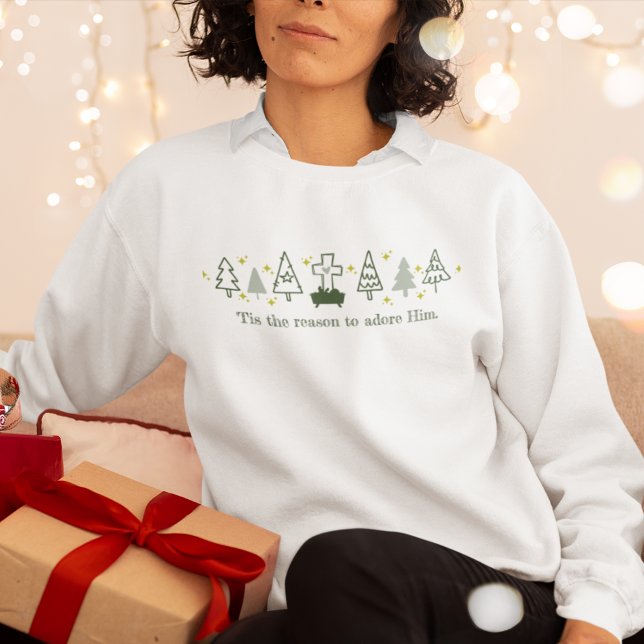 DAS IST DER GRUND Christliche Weihnachtskrippe Wei Sweatshirt (Von Creator hochgeladen)