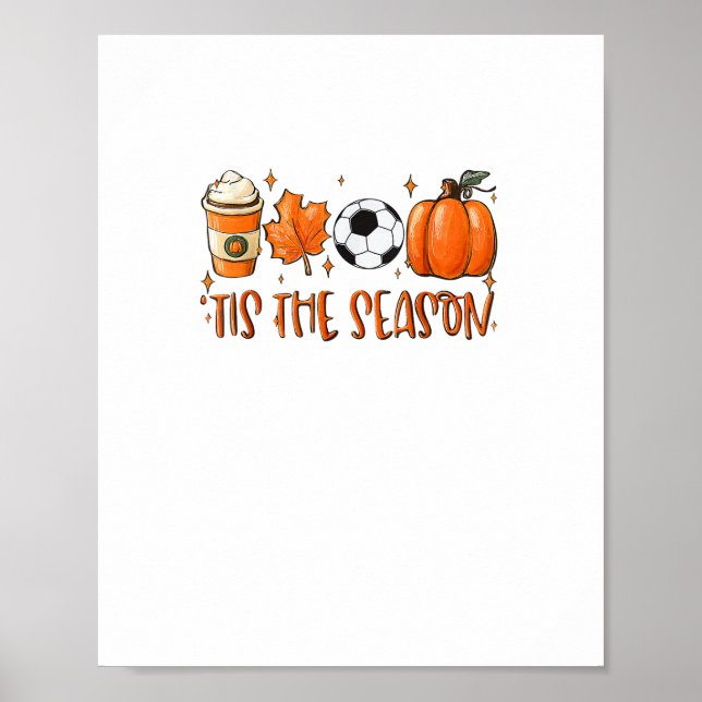 Das ist der Saisonleaf, der den Herbstfußball Latt Poster (Vorne)