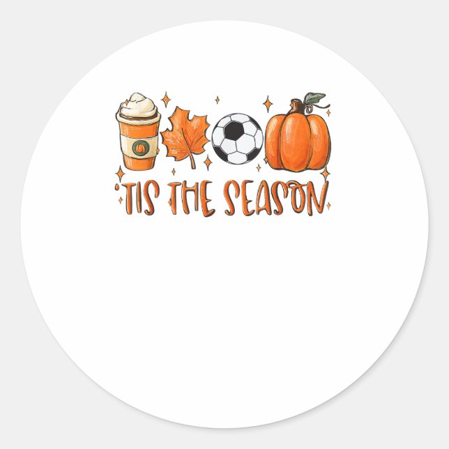 Das ist der Saisonleaf, der den Herbstfußball Latt Runder Aufkleber (Vorderseite)