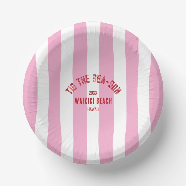 Das ist der Sea Son Custom Beach Weihnachten Rosa  Pappteller (Vorderseite)